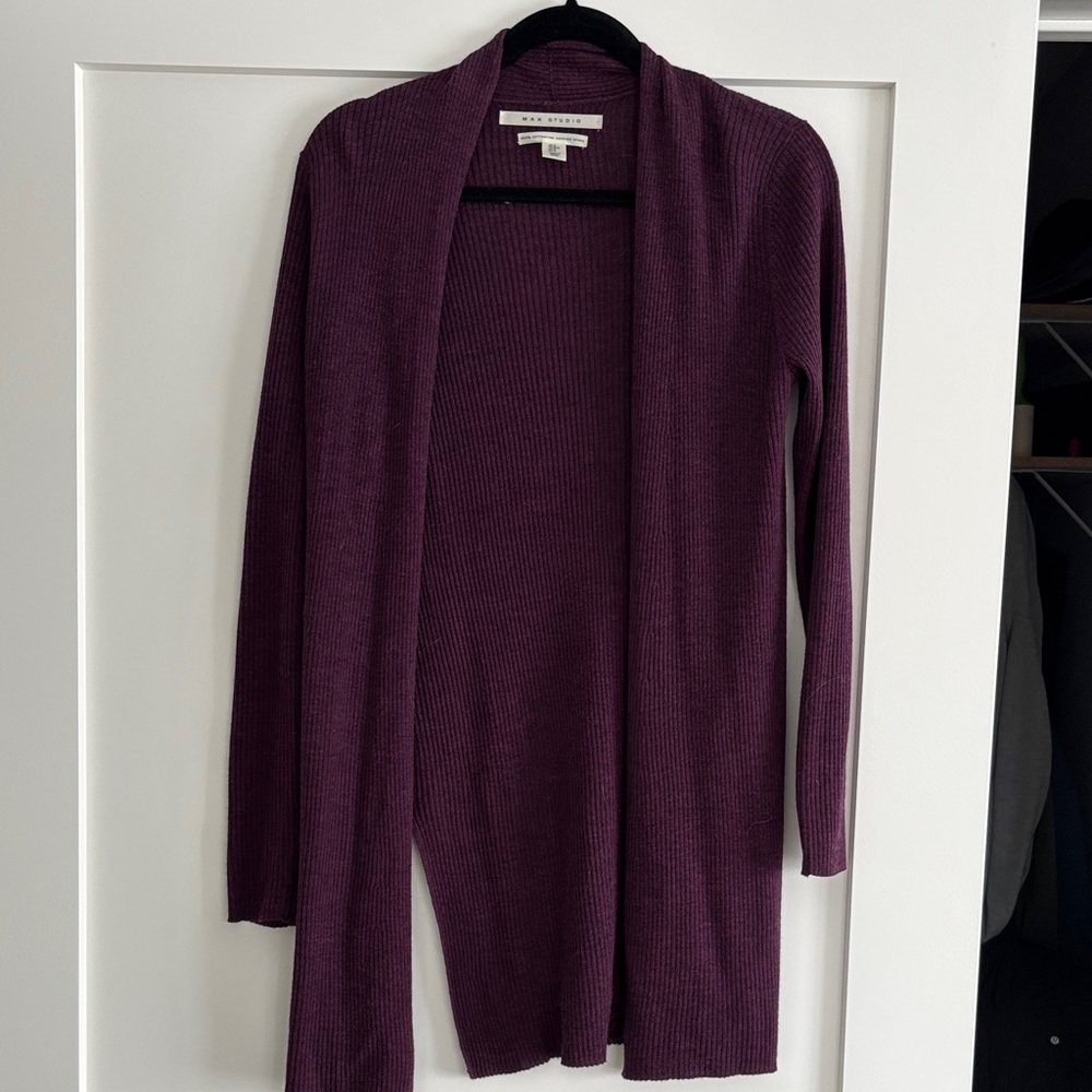 Max Studio Purple Ribbed Cardigan